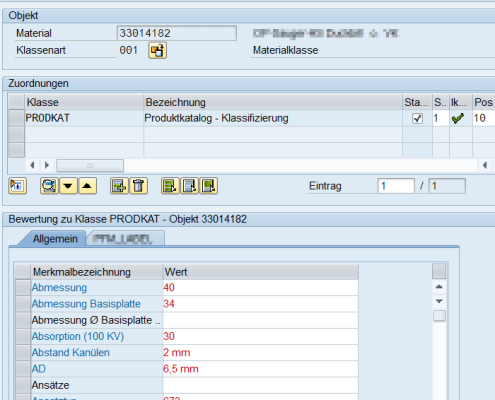 Labelmanagement mit SAP - Etikettendaten in der Klassifizierung des Materialstamms