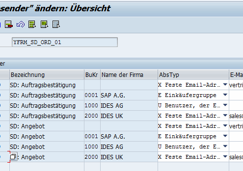 Email Absender SAP Formular