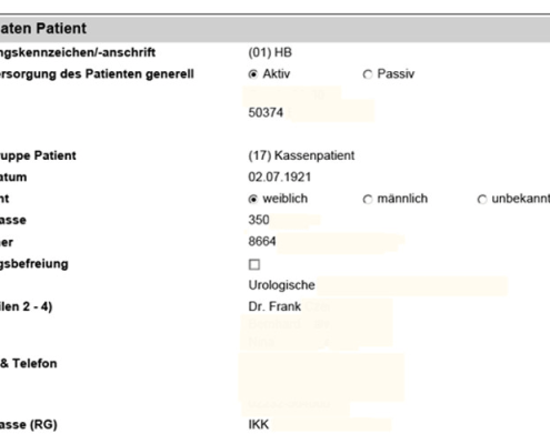 Interaktives SAP Formular Einsatzbericht: Stammdaten zum Patient