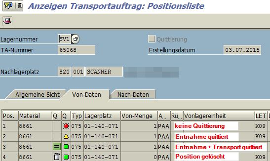 SAP WM Transportauftrag LT21
