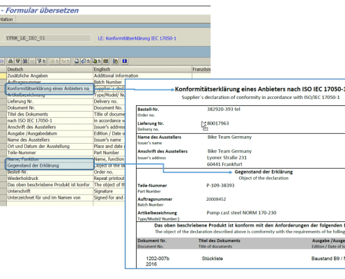 SAP Konformitätserklärung Texbausteine