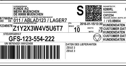SAP VDA 4994 KLT Label