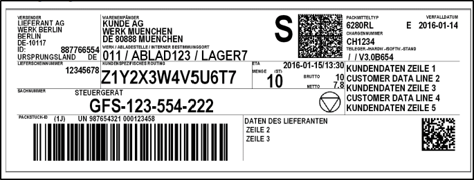 SAP VDA 4994 KLT Label