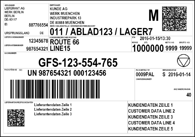 SAP VDA 4994 Standard Label
